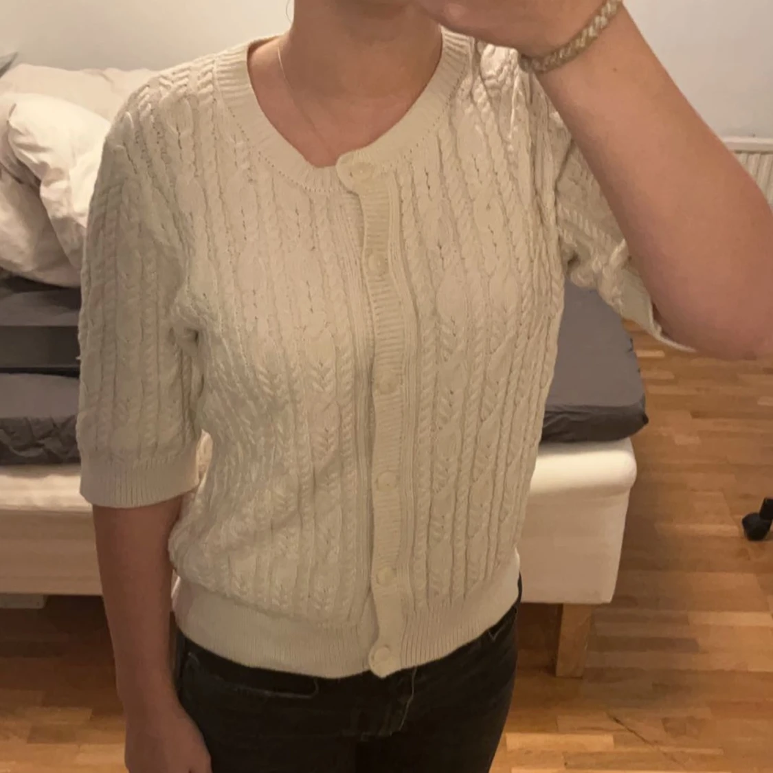 Trekvartsärmad stickad tröja - 90