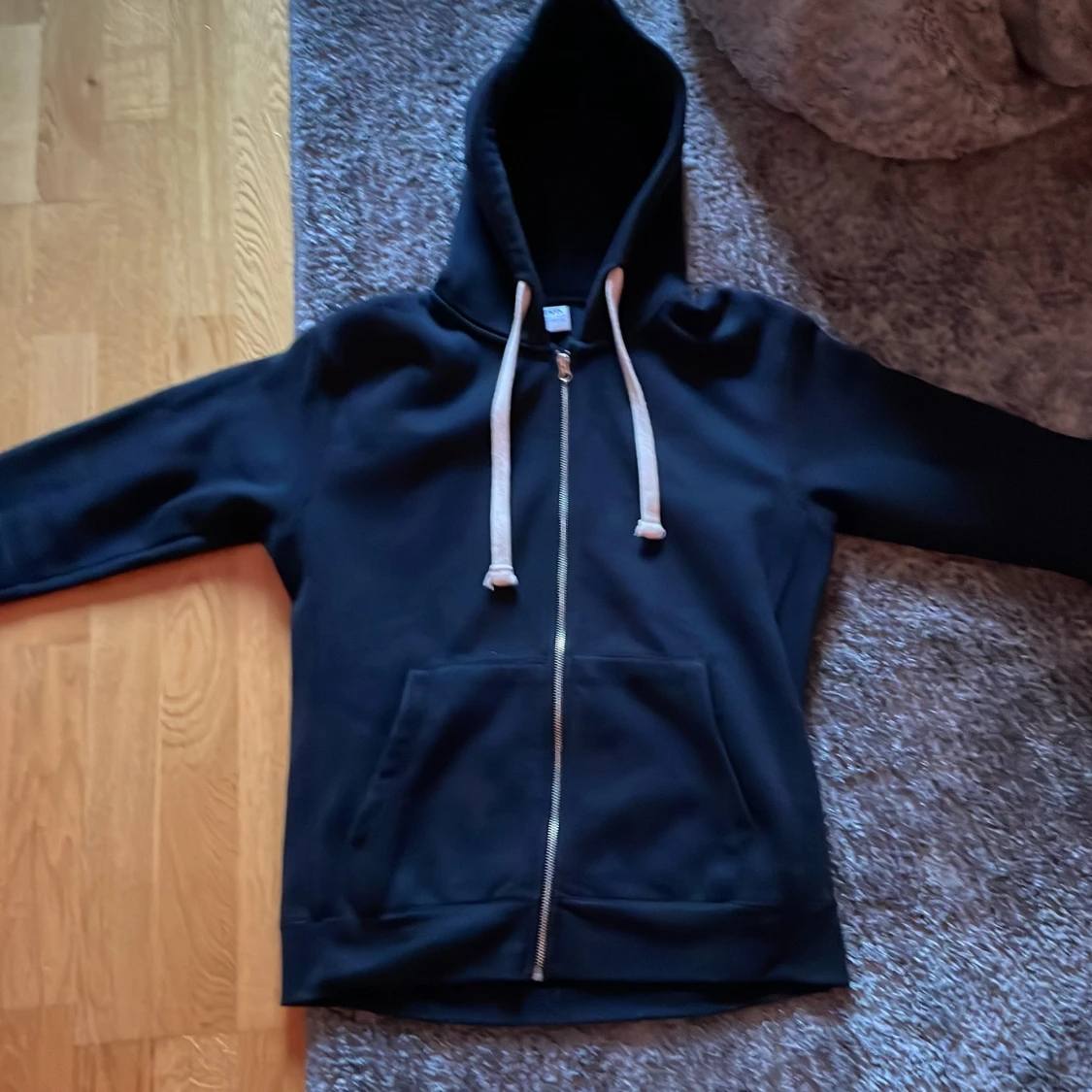 Mörkblå zara zip hoodie