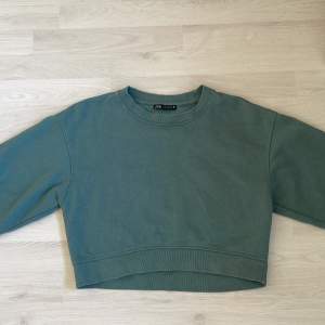 En jättesnygg croppad grön långärmad tröja ifrån Zara! Är i bra skick då den inte är så använd. Är i storlek S❤️Frakt 66kr