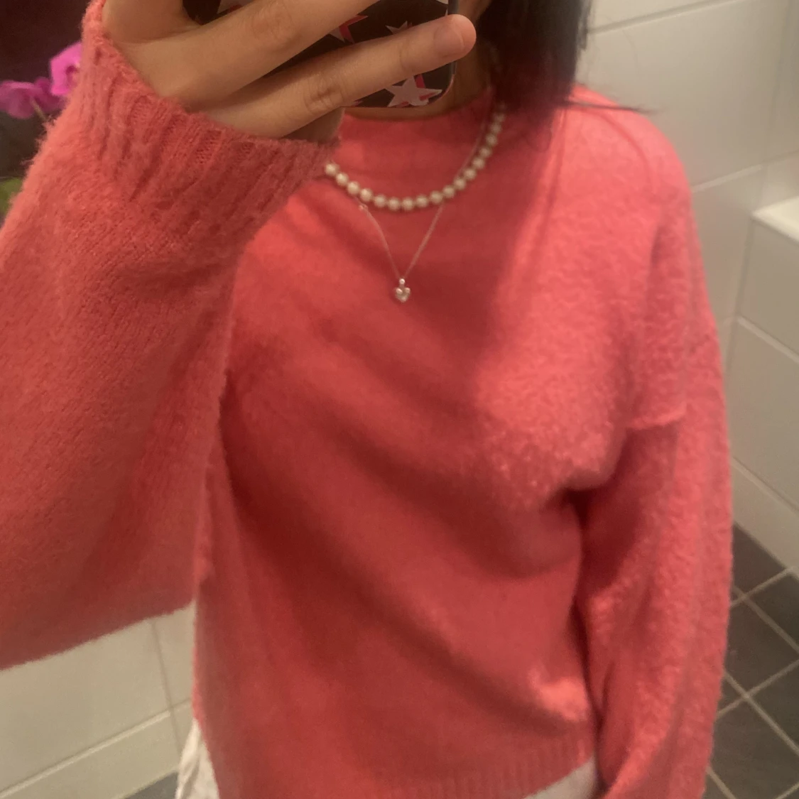 Rosa stickad tröja - 90