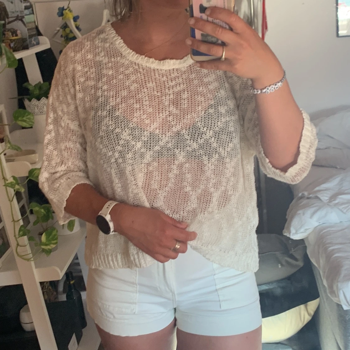 Oversized stickad tröja med öppen rygg - 90