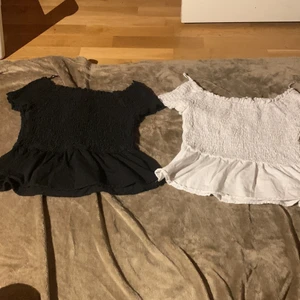 Ginatricot storlek M - Jätte fina svart och vit älskar dom men har tröttnat lite den svarta andvänds sällan,den vita nästan inte andvänd dock så  fastnade i en stol och sömmen gick av lite bak på ryggen men inget man tänker på😉