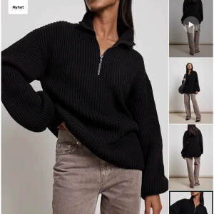 Stickad tröja med dragkedja - Storlek S men oversized. Använd en gång!