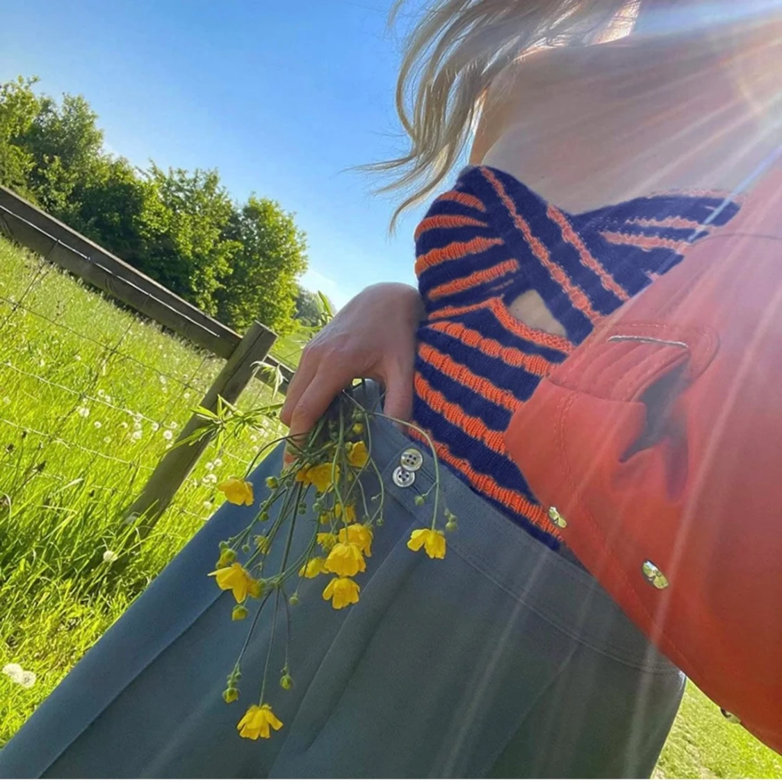 Randig stickad topp - 90