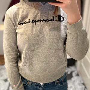 Champion Hoodie  - Säljer denna Champion hoodie i färgen grå, insidan består utav mjuk material. Använd ett flertal ggr, trots det i bra skick. Storlek L, men känns som S/XS. Köpt för 300kr. Kontakta privat för yttligare information samt bilder💞💞