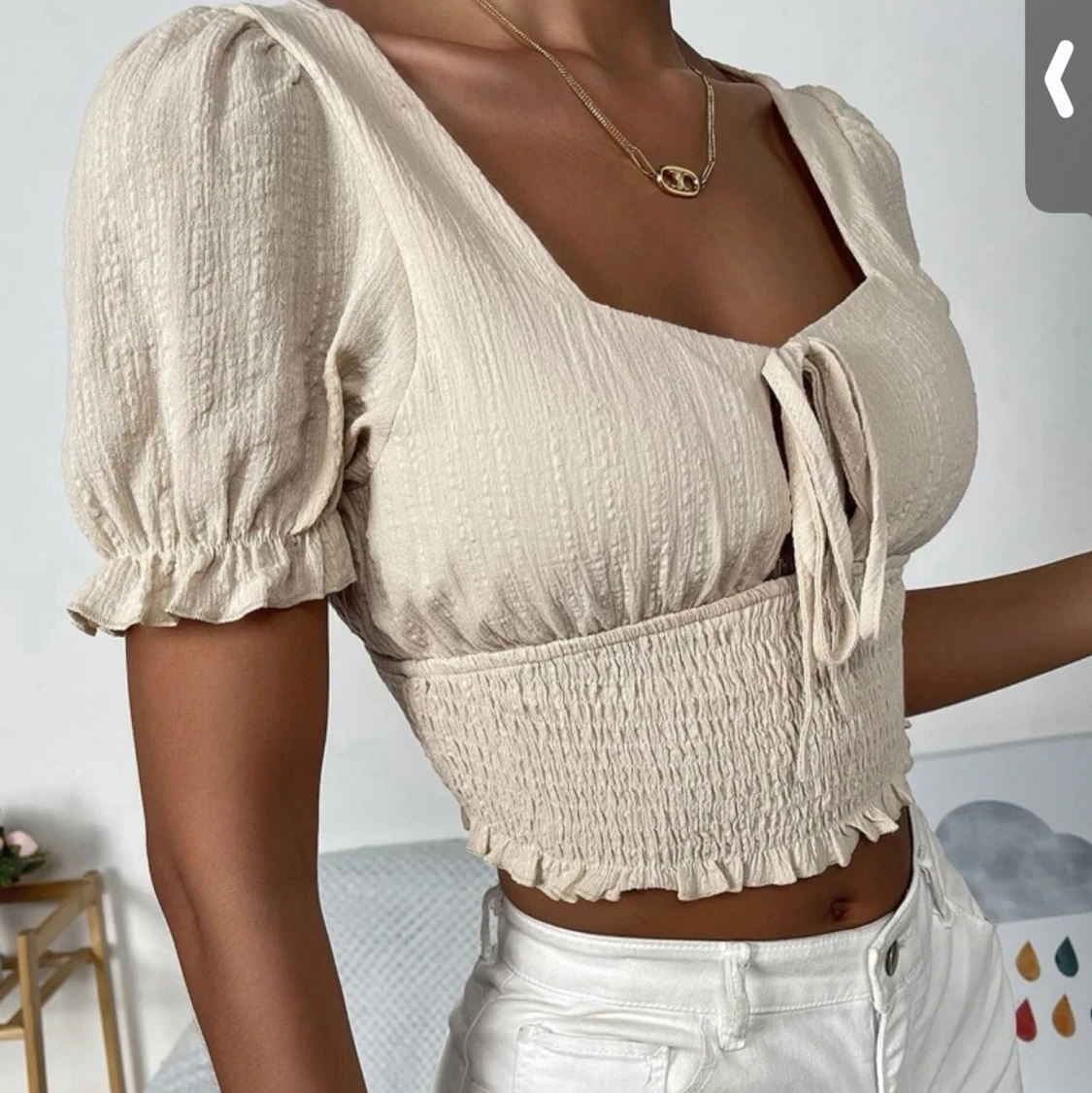 Beige söt topp - 91