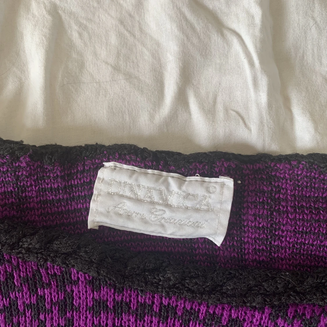 vintage lila och svart rutig stickad tröja - 91