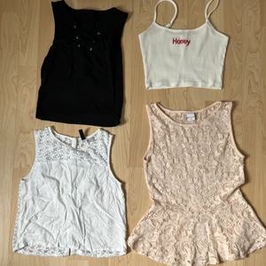 Toppar - Alla är knappt använda, storlek XS på alla förutom den spetsrosa den är i S/M men passar XS med. 50kr/st