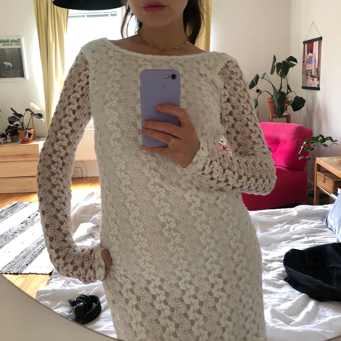 Vit virkad klänning 