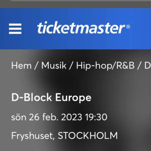 1st D-Block Europe biljett, Stockholm 26 februari