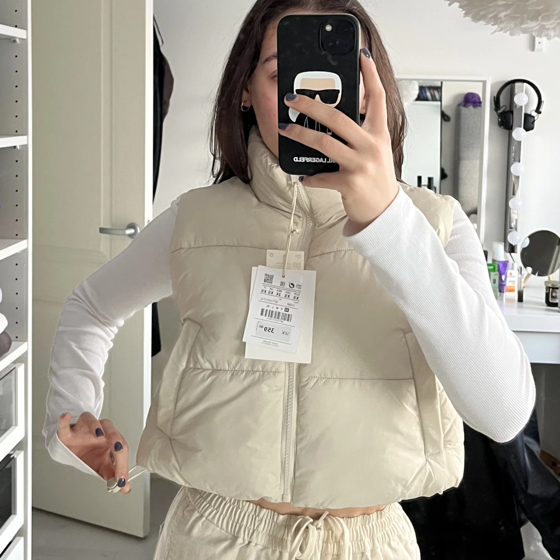 Croppad puffer väst  - 90