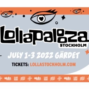 Lollapalooza Stockholm Biljett  - Säljer min 3 dagars lollapalooza biljett då jag inte kan gå längre. Den är äkta och har digitala kvittot från ticketmaster. Biljetten är digital den med. Köpt för 2295kr Säljer för 1500kr men kan sänka vid seriös köpare. 