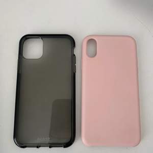 Svart genomskinligt iPhone skal från holdit och rosa silikonskal från lagerhaus. 50kr/st