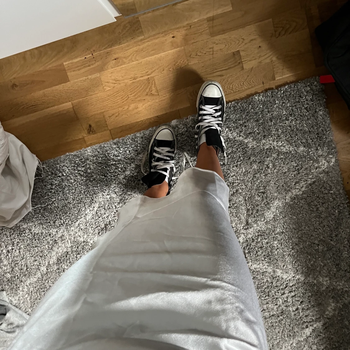 Vit satin långkjol - 91