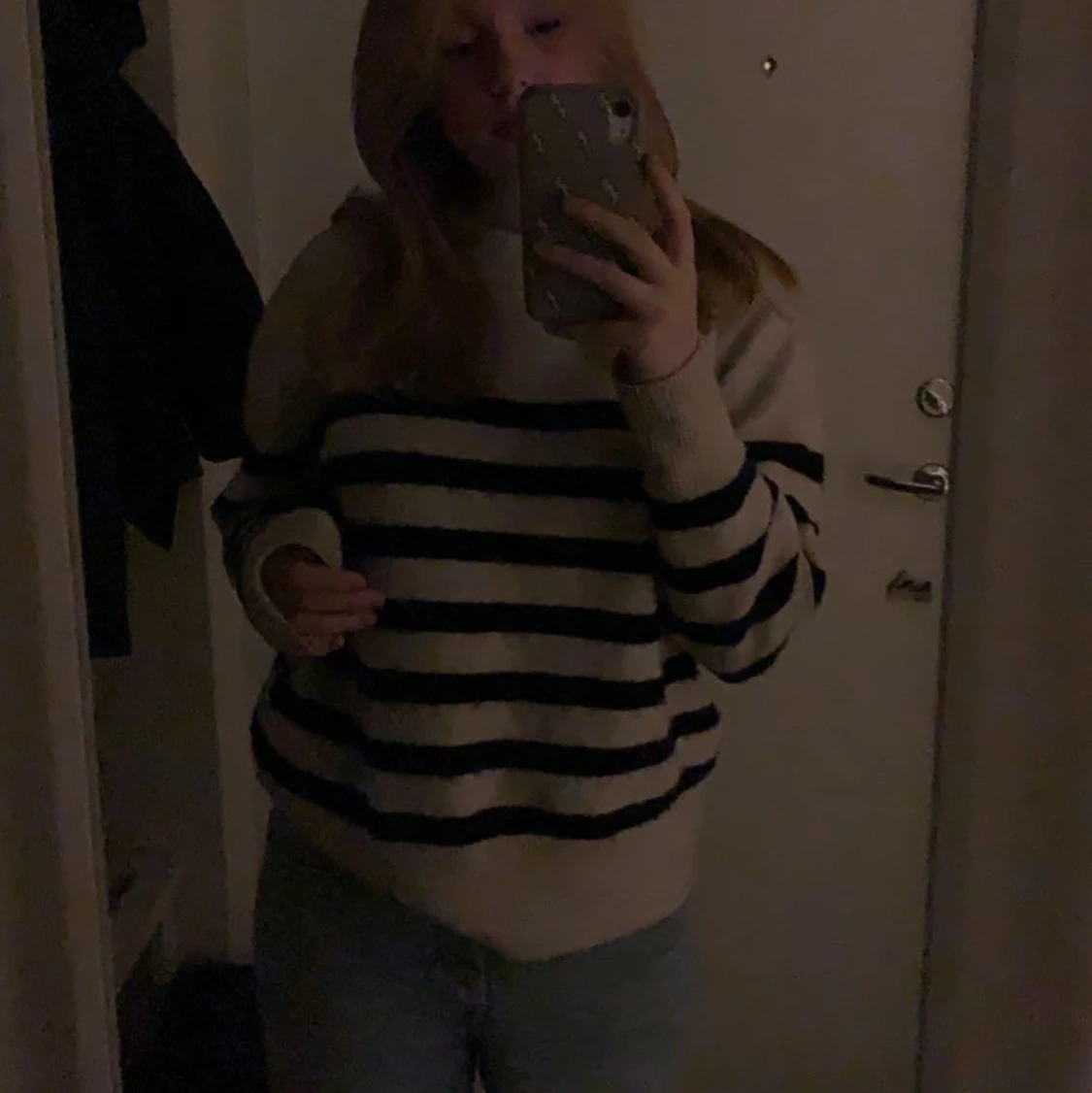 Randig stickad tröja - 90