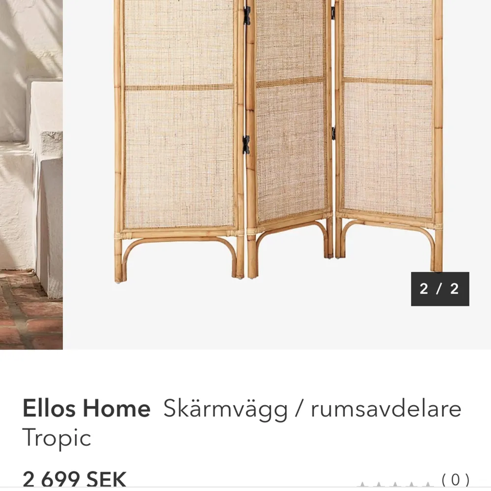 New room divider from Ellos in bambu. Bought 3 months ago, but due to move it wont fit in my new flat. Can be picked up in central Stockholm, easy to carry! No signs of usage. NO SHIPPING OF THIS ITEM. Accessoarer.