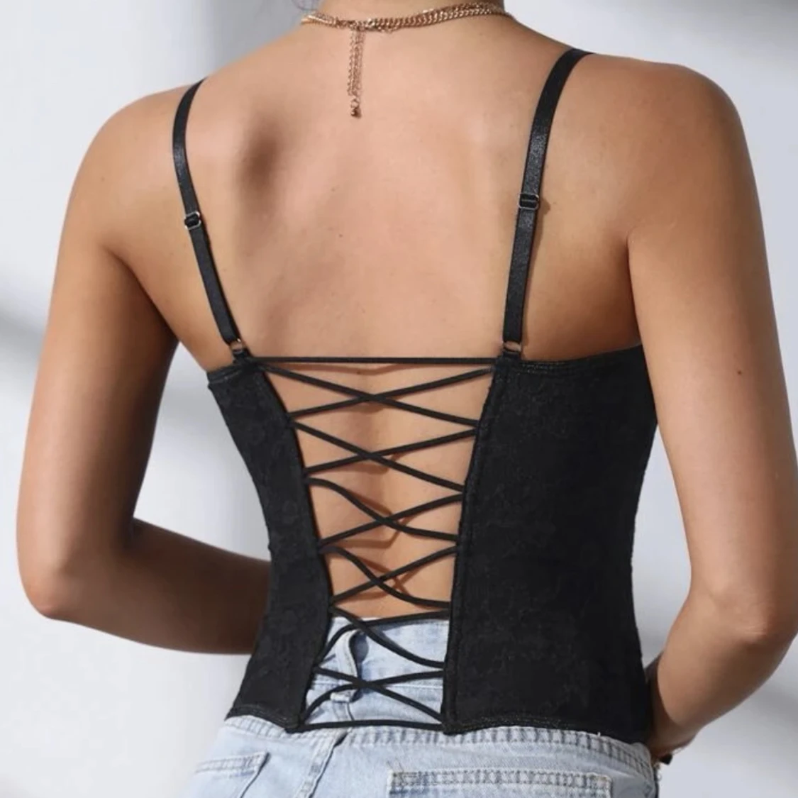 Svart korsett topp - 90
