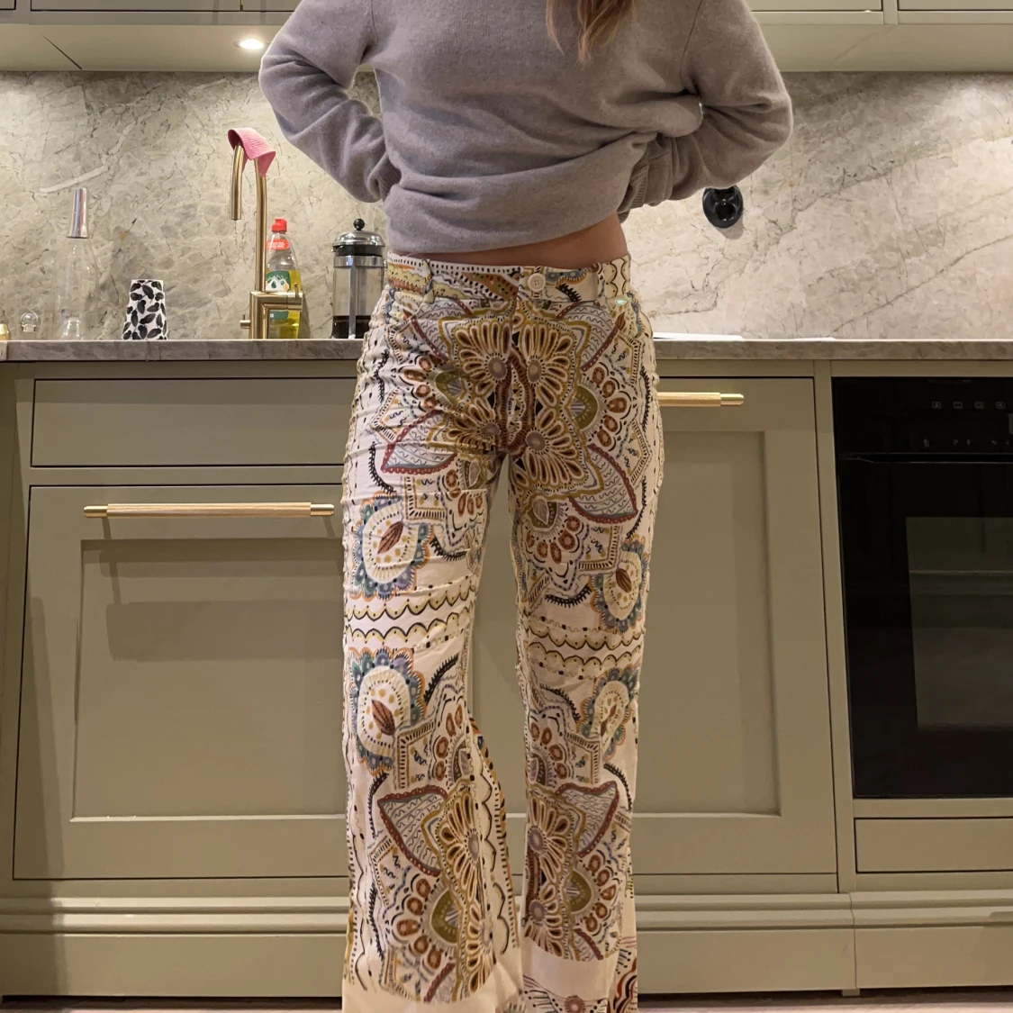 Mönstrade linnebyxor