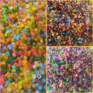 1500 PACK Glaspärlor Seed Beads 2-3mm + 60cm Armbandstråd   500st pärlor per mix.