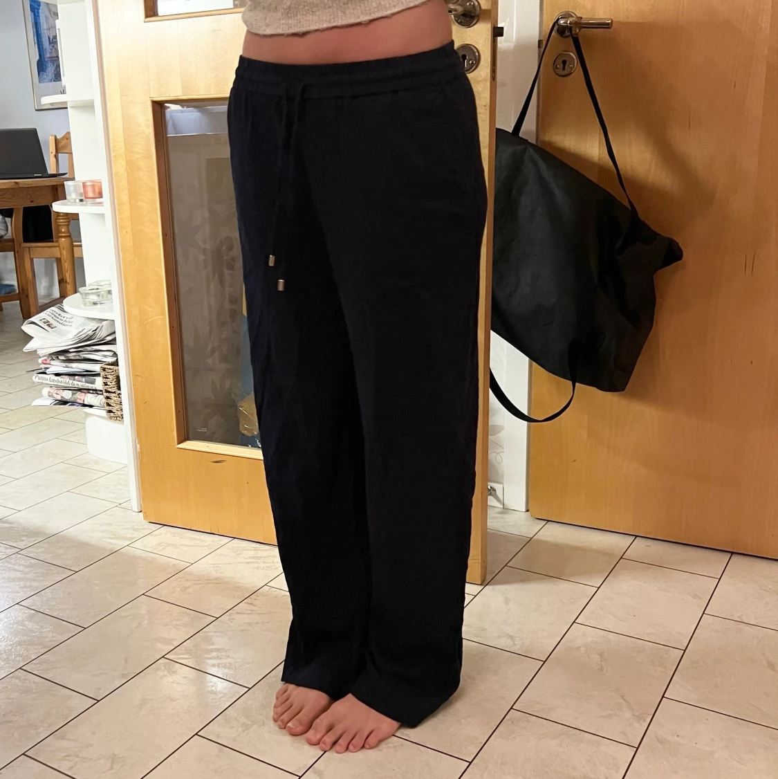 Blåa linnebyxor Zara