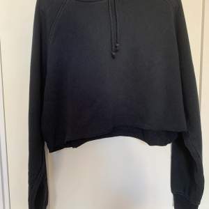 En svart croppad hoodie från bikbok. Använd men ganska bra skick. Säljer då den inte kommer till användning längre🤍