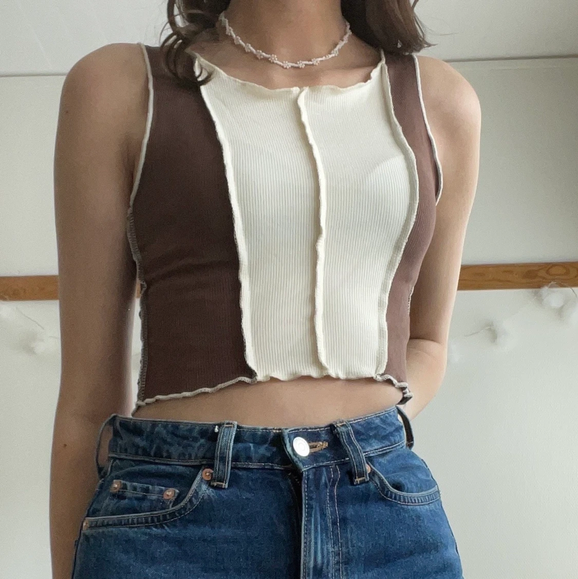 Brunt/vitt Linne i modern stil - 90