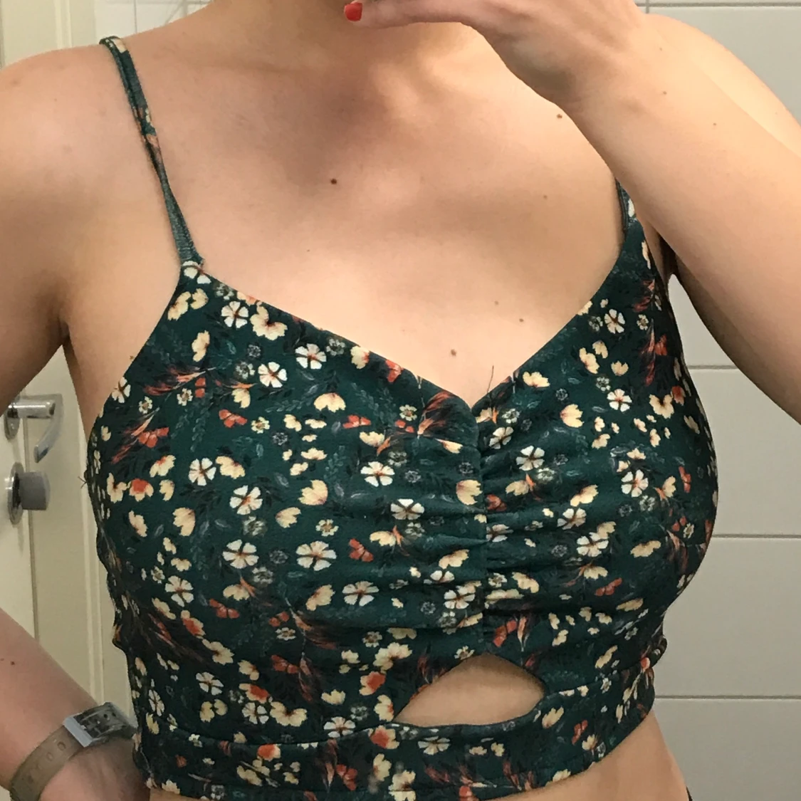 Sommartop linne blommigt 