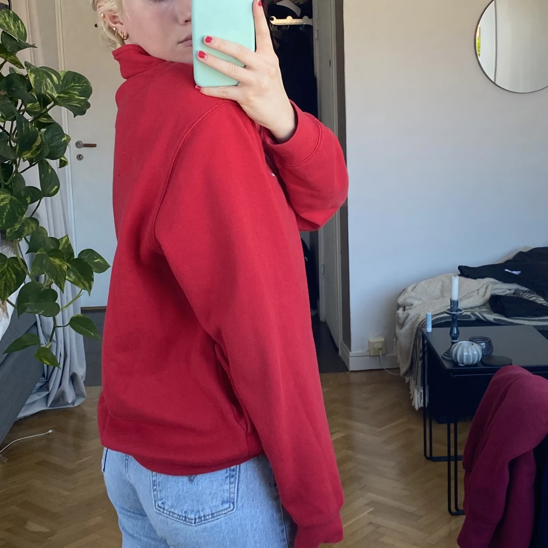 Vintage röd halfzip  - 91