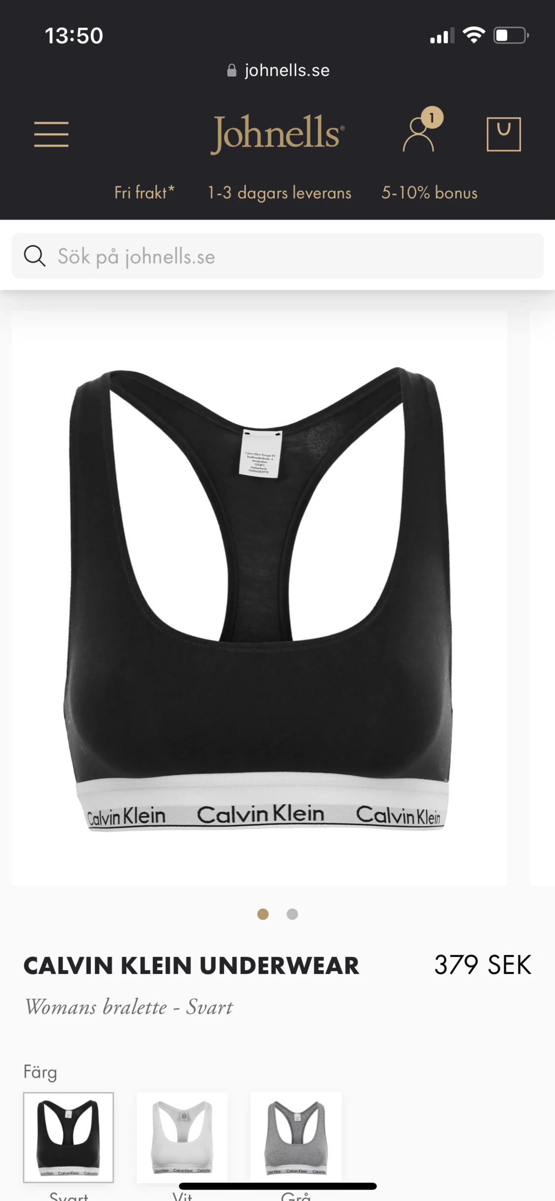 Calvin Klein bh grå & svart - 90