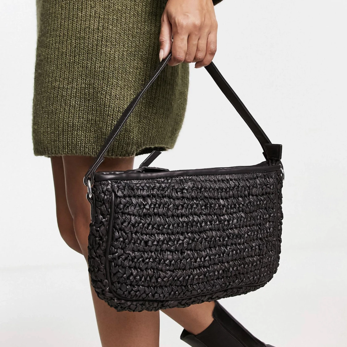 Svart läder axelväska 