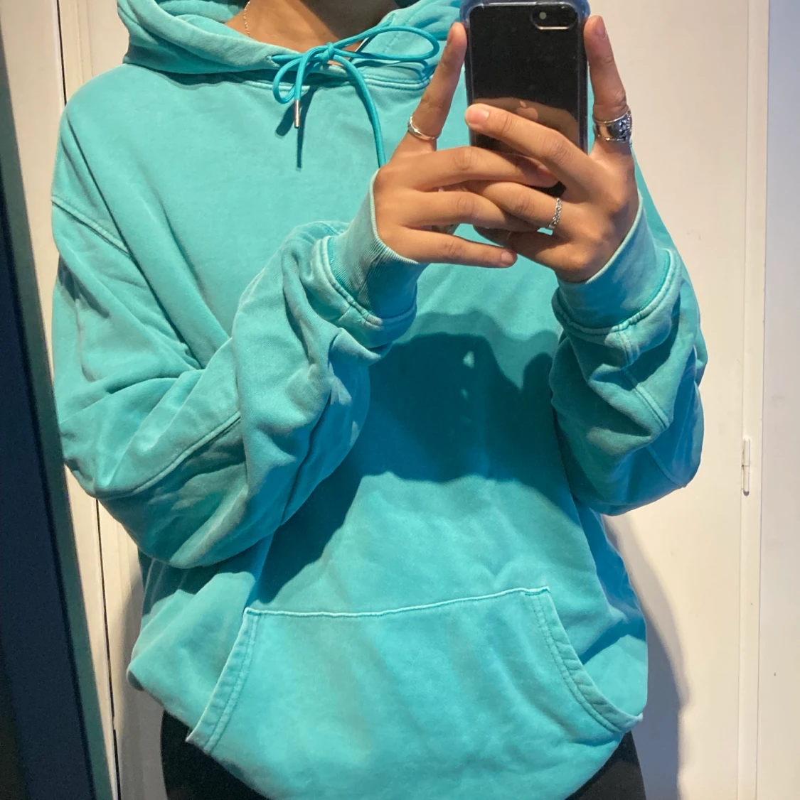 Blå/turkos hoodie 