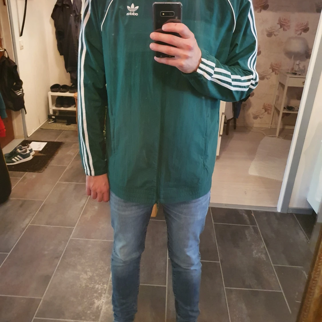 Adidas jacka grönvit
