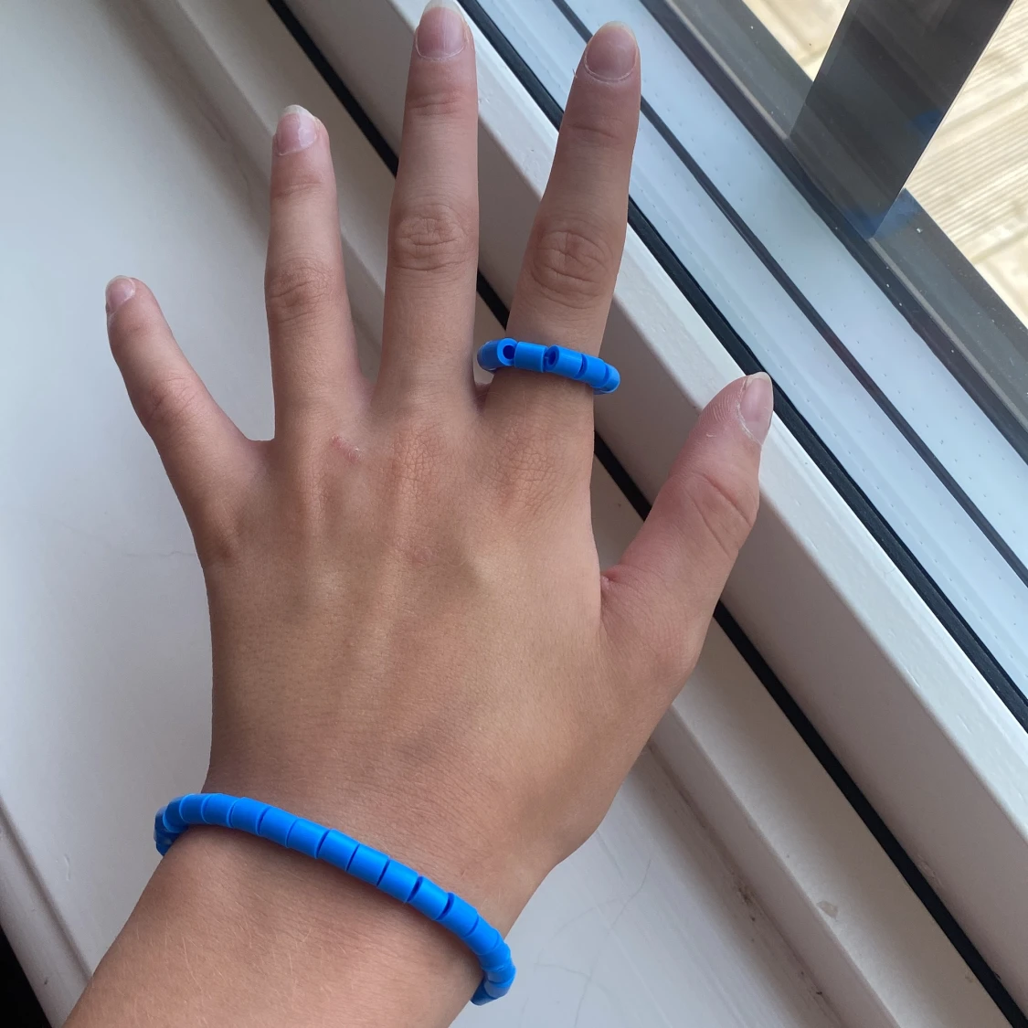 Blått armband och ring - 90