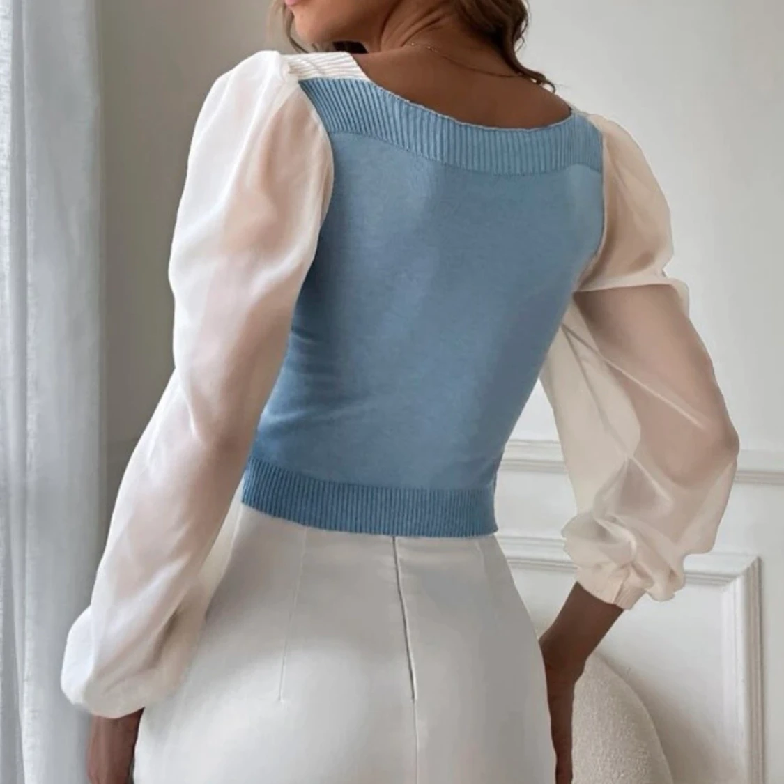 Framsida Knappar Färgblock Enkel Kofta S - 90