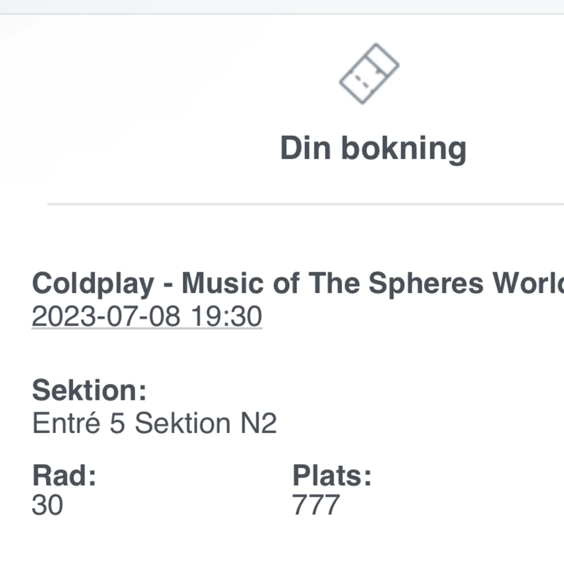 Coldplay biljetter  - 90