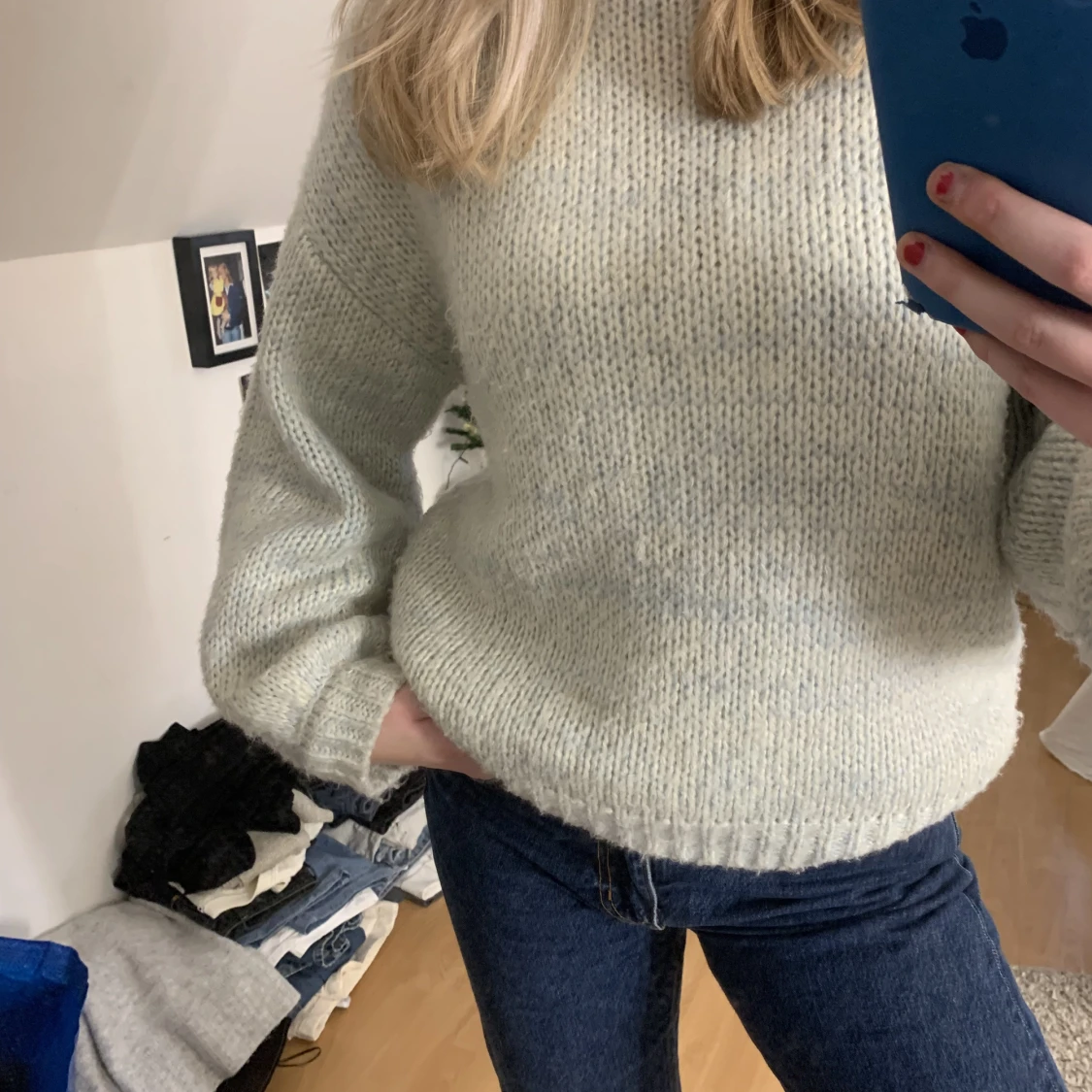 Ljusgrön stickad tröja  - 91