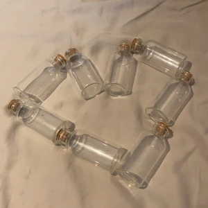 Små flaskor Lika långa som ungefär ett pekfinger -  Man kan ha sylt i dom små godis bitar glitter pärlor lite var man vill 10krst