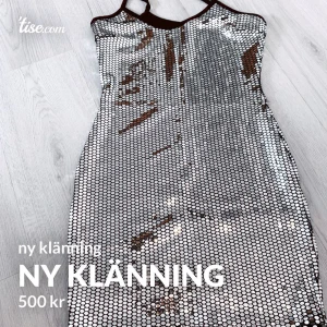 Klänning  - ny klänning, kort ovanför knäet med paljetter som silver, vacker, modern, bekväm, lätt, storlek M passar och S, jag skickar med postbetalning swish
