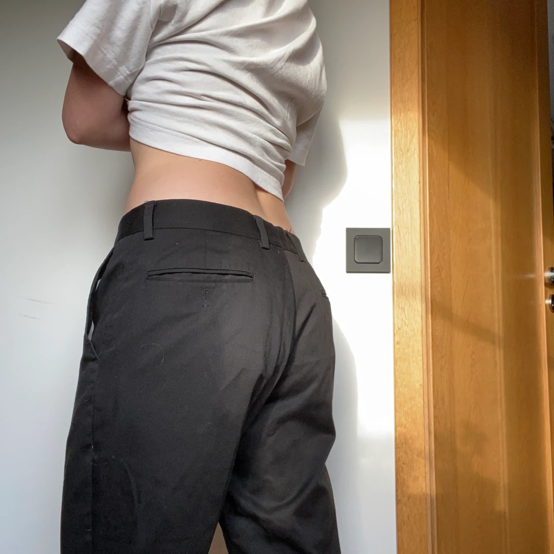 Svarta lågmidjade kostymbyxor 