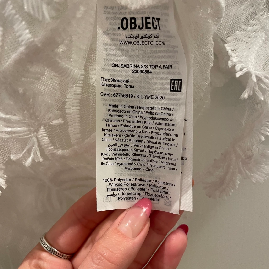 Vitt festtopp Object - 91