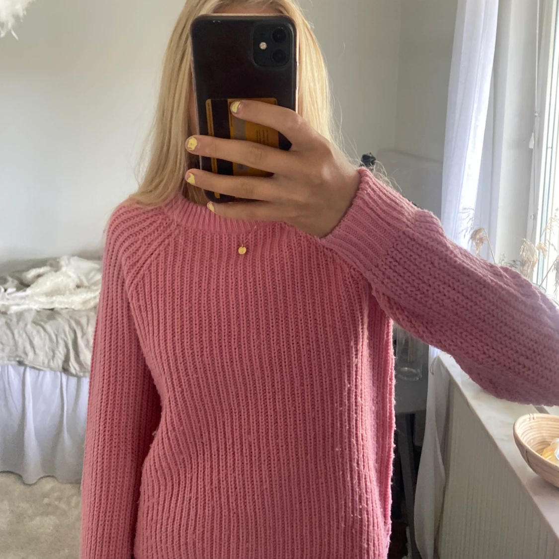 rosa stickad tröja - 90