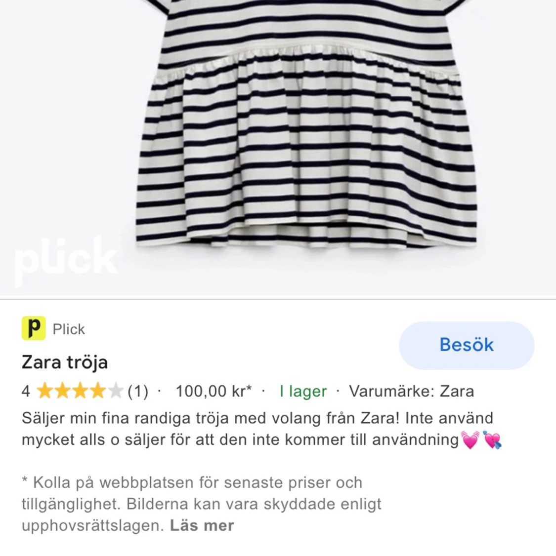 Zara randig volang tröja