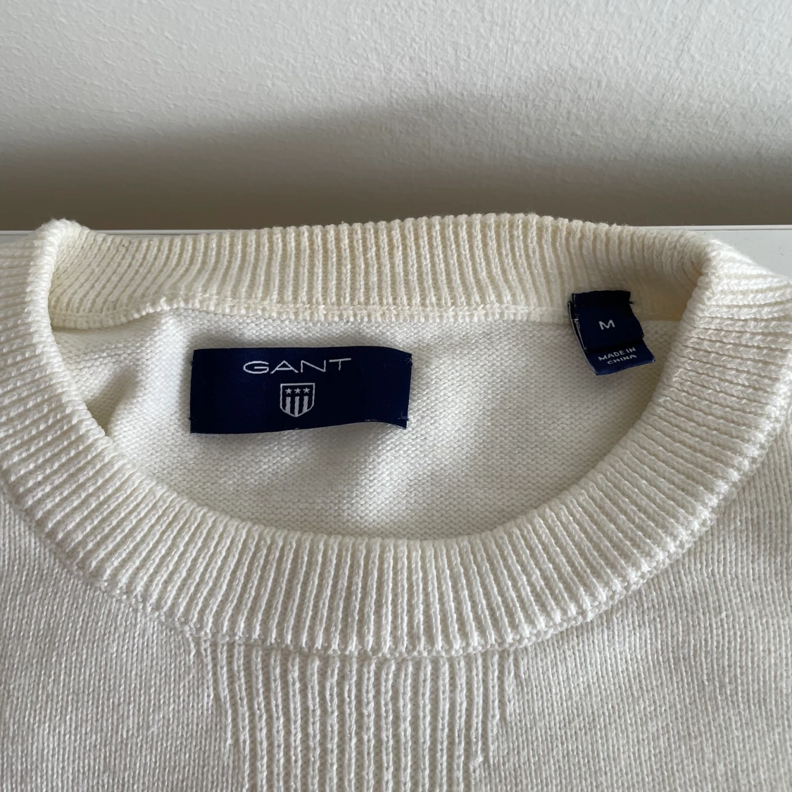 GANT stickad logo tröja vit - 90