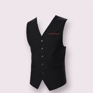 Classic Italian Pin-Stripe Vest - En en svart kostym väst  med klassisk italiensk vit pinstripe still.  Storlek: XL (känns som L) Skick: Som Ny 