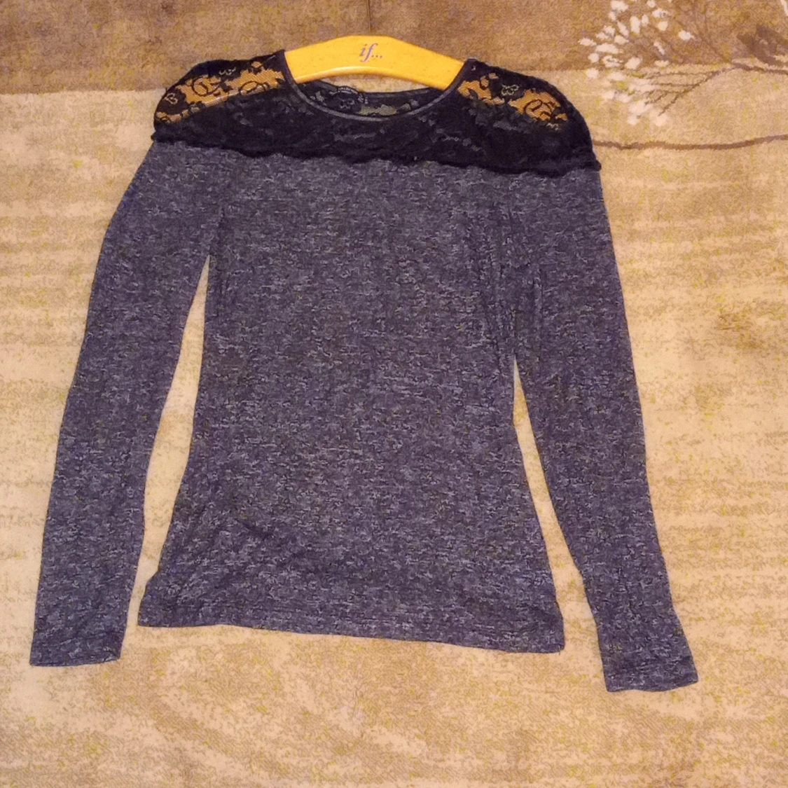 black blouse with lace on the back and front of the blouse. - 90