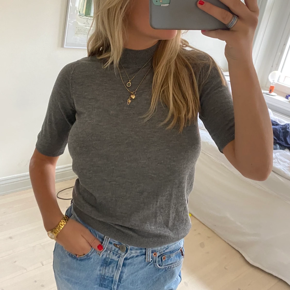 Finatickad grå tröja - 91