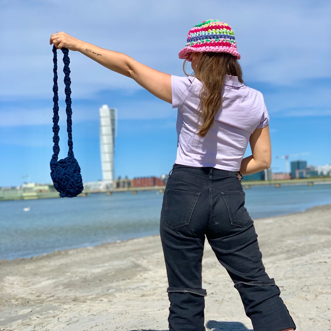 Handgjord virkad väska  - 91