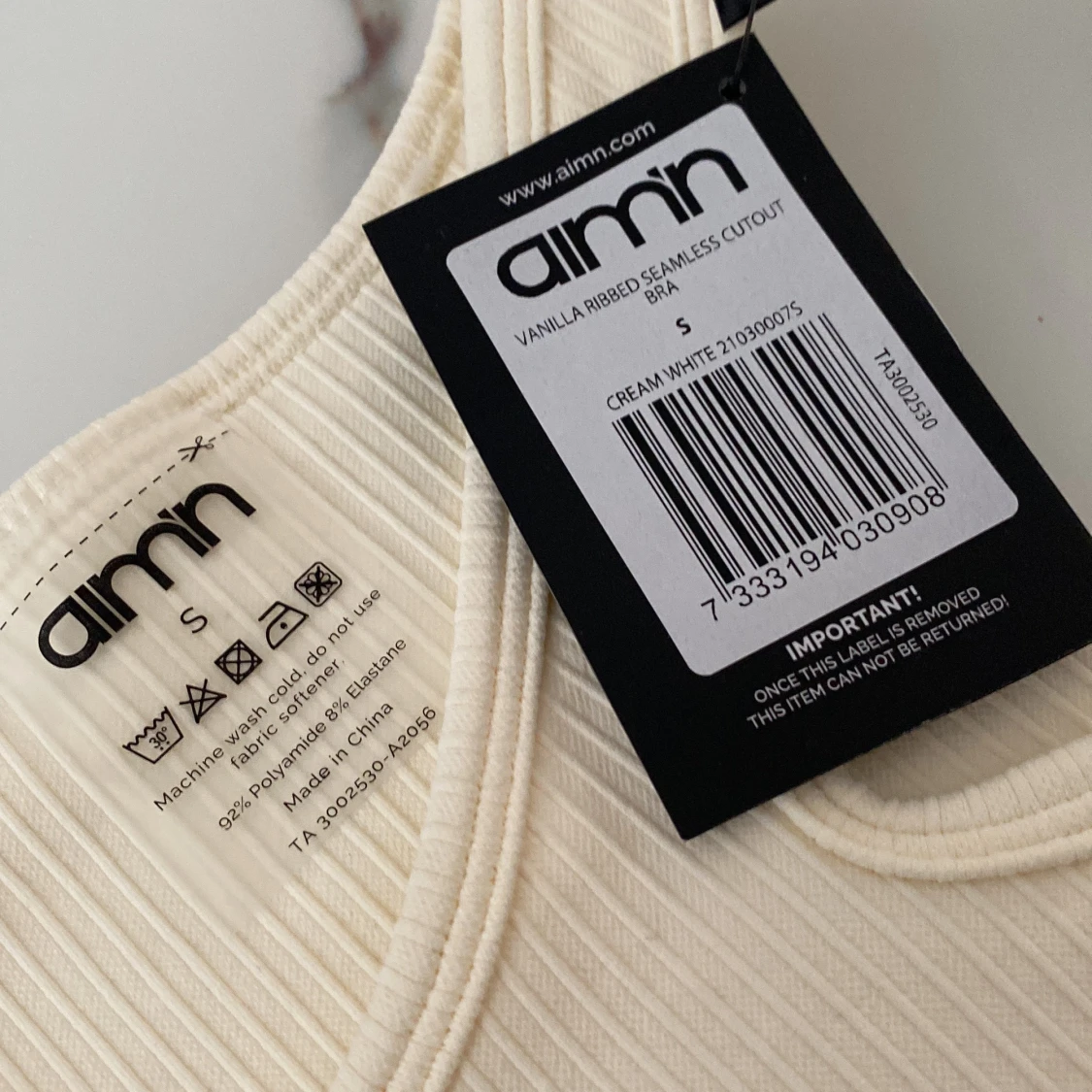 AIMN vanilla ribbed seamless cutout bra  - 91