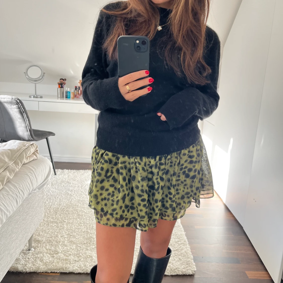 Grön leopard kjol med smock, Hm - 44