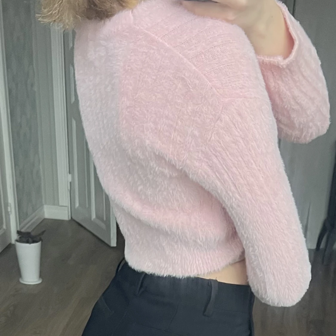 Rosa stickad tröja - 90